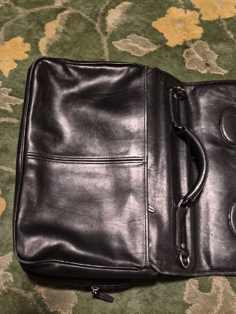 Coach Black Leather Double-Buckle Briefcase